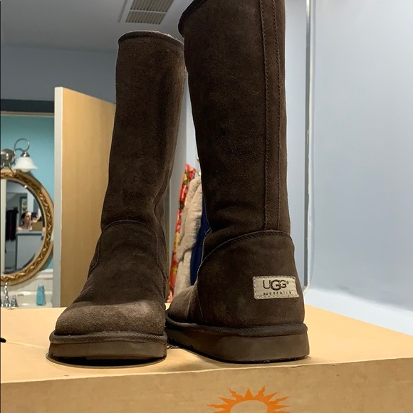 Chocolate Brown High Ugg Boots - Picture 2 of 4